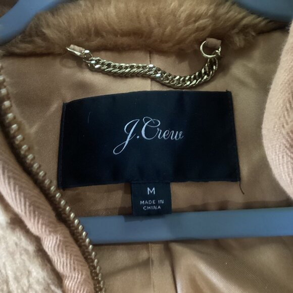 J. Crew Plush Teddy Bear Coat J9064 Camel Brown size Medium Soft Plush Faux Fur - Picture 4 of 12